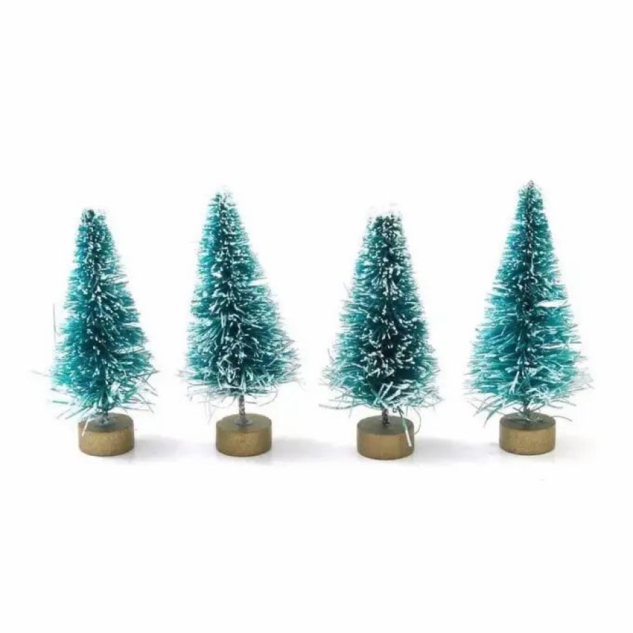 Christmas Decorations * Hobbycraft Frosted Bottle Brush Trees 5Cm 4 Pack