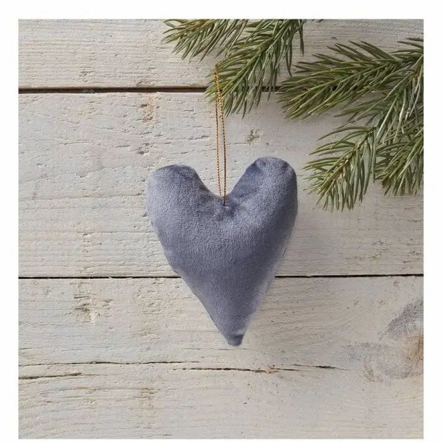 Christmas Decorations * Hobbycraft Grey Hanging Heart Decoration 10.5Cm