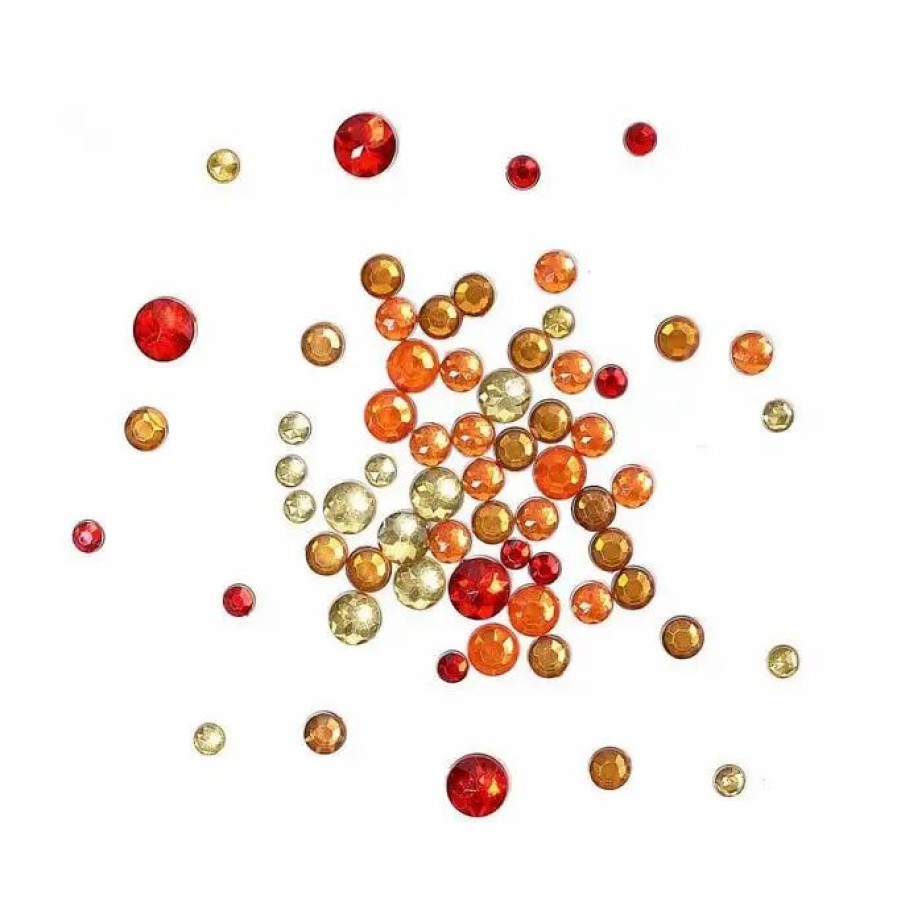 Christmas Decorations * Hobbycraft Orange And Yellow Assorted Round Gems 90G