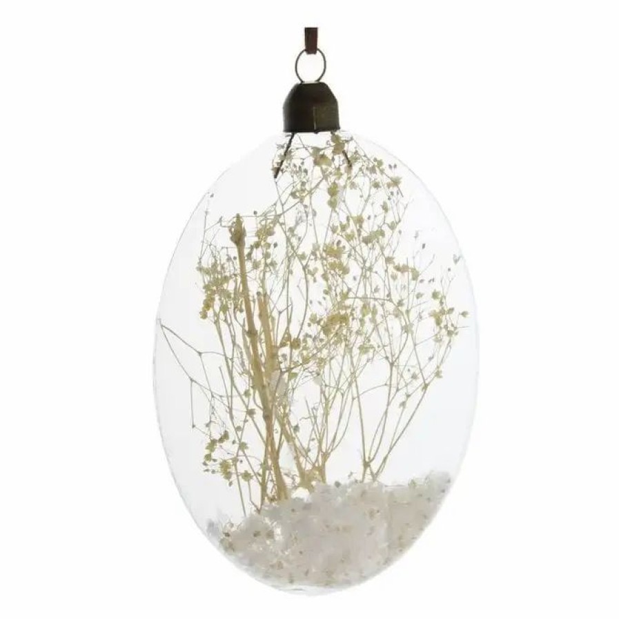 Christmas Decorations * Hobbycraft Oval Dried Flower Filled Bauble 14Cm