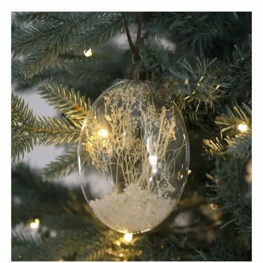 Christmas Decorations * Hobbycraft Oval Dried Flower Filled Bauble 14Cm