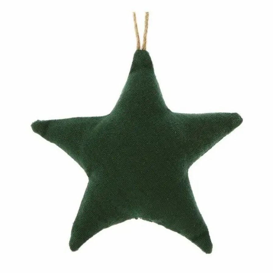 Christmas Decorations * Hobbycraft Green Cotton Star Decoration 9Cm