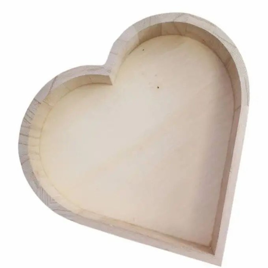 Storage * Hobbycraft Wooden Heart Tray 20Cm X 20Cm X 5Cm