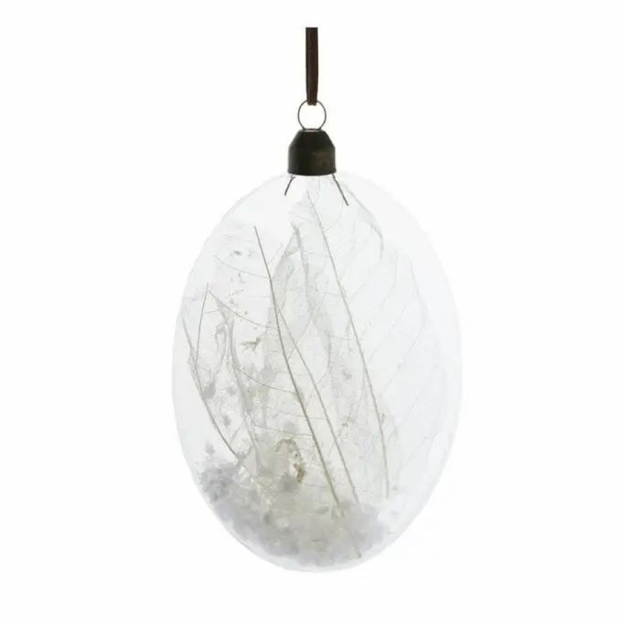 Christmas Decorations * Hobbycraft Oval Skeleton Leaf Filled Bauble 14Cm