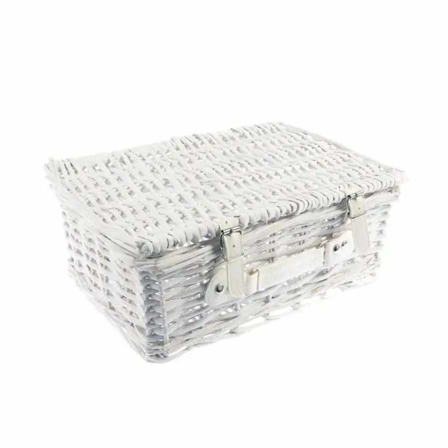 Storage * Hobbycraft White Wicker Hamper 36Cm X 24.5Cm X 13.5Cm