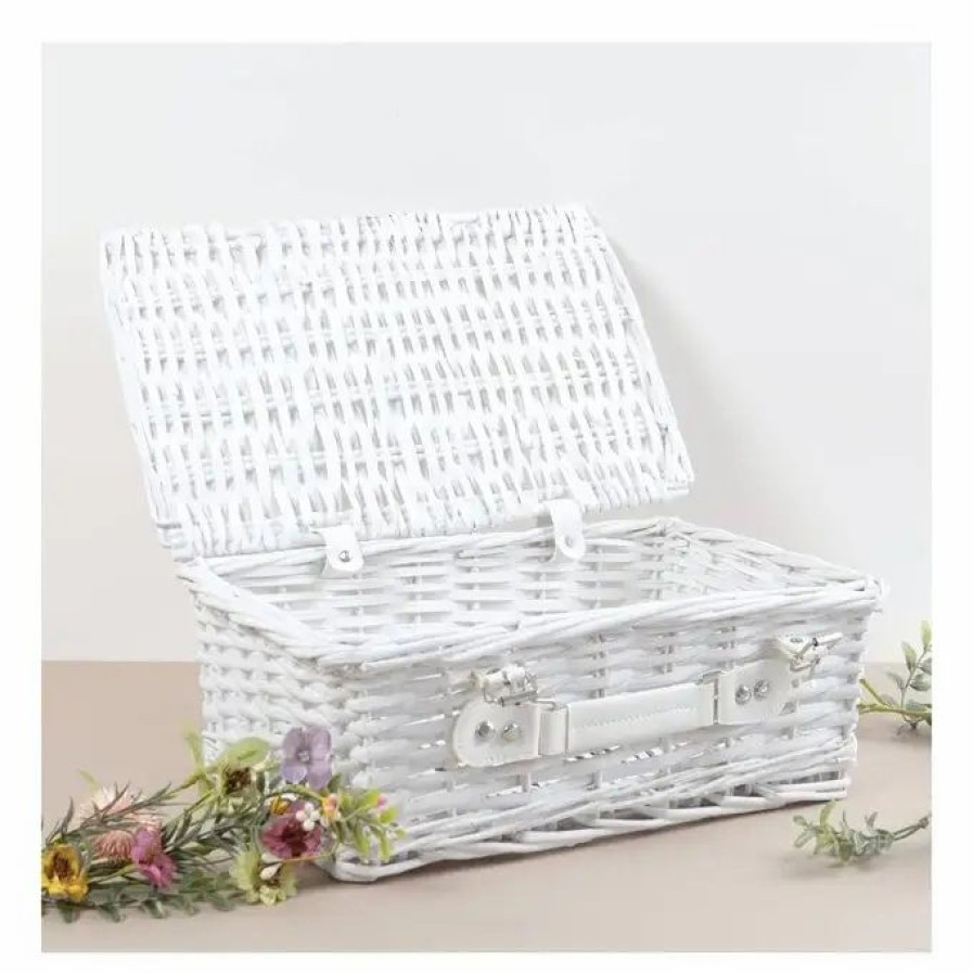 Storage * Hobbycraft White Wicker Hamper 36Cm X 24.5Cm X 13.5Cm