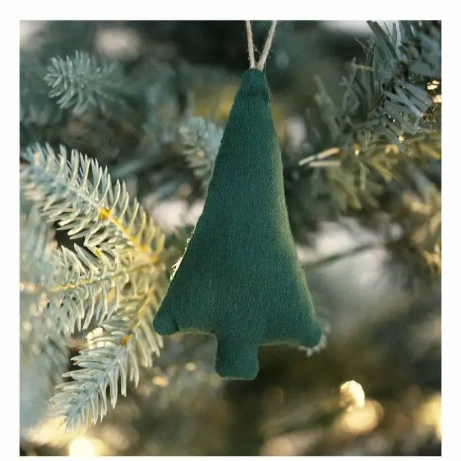 Christmas Decorations * Hobbycraft Green Cotton Tree Decoration 9Cm