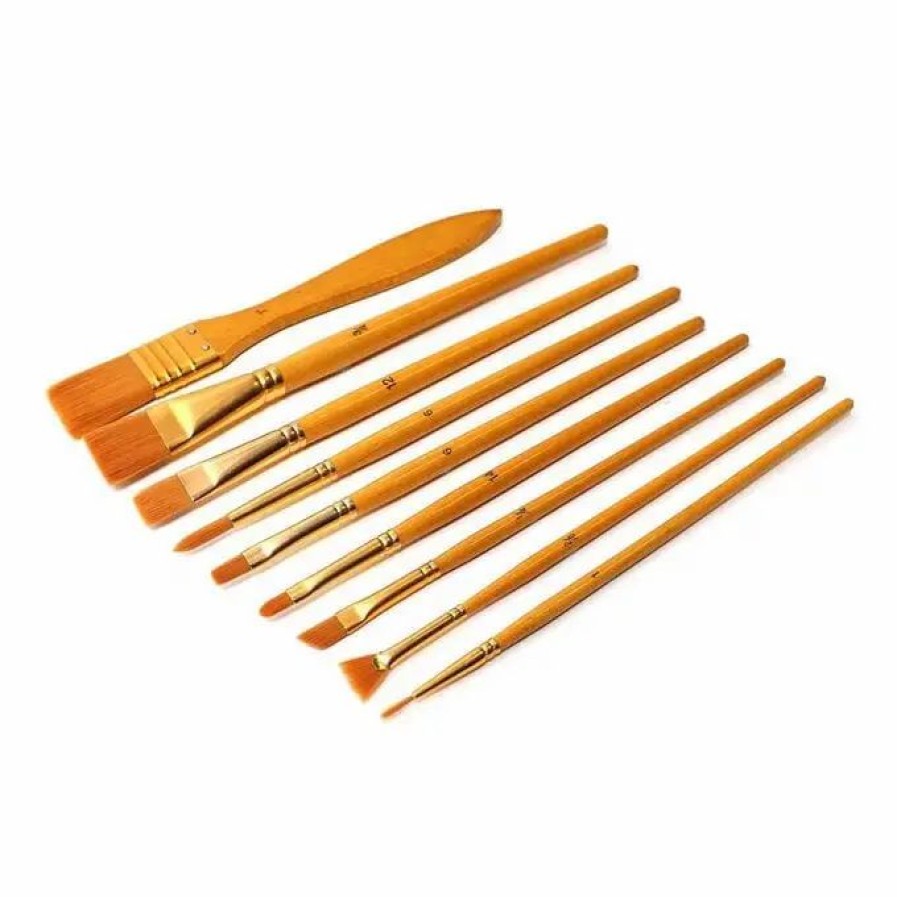 Christmas Decorations * Hobbycraft Gold Taklon Brush Set 10 Pack