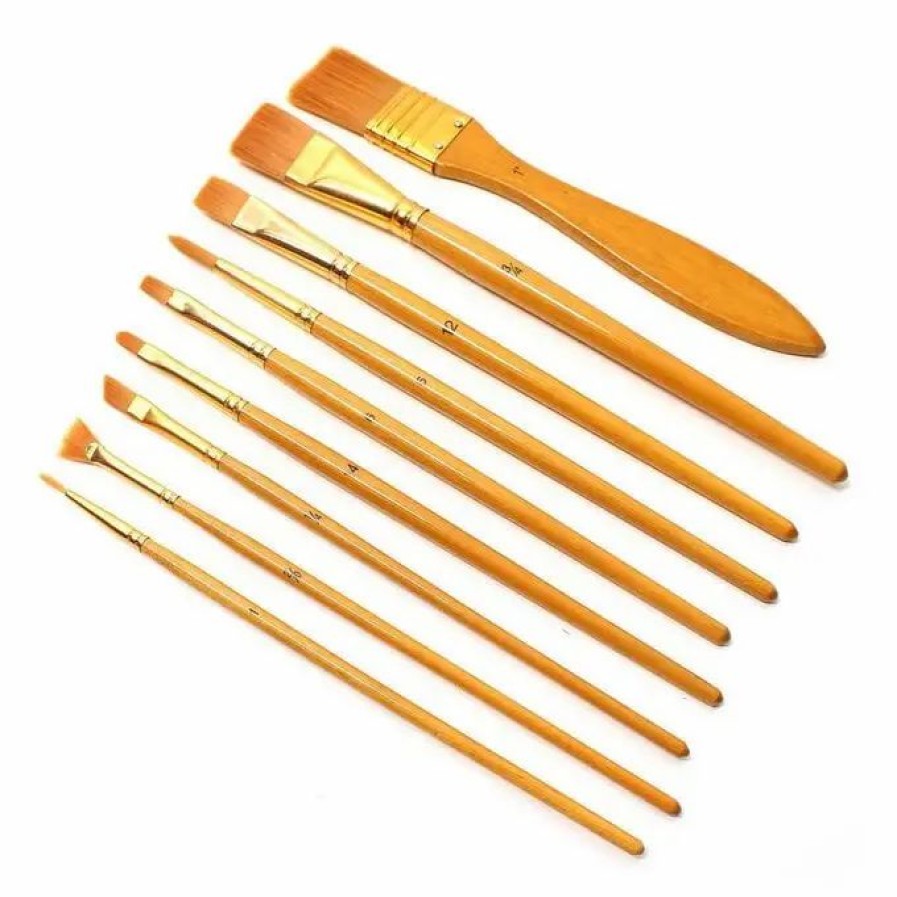 Christmas Decorations * Hobbycraft Gold Taklon Brush Set 10 Pack